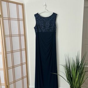 Alex Evenings dress Sequin floral bodice cowl back formal gown size 18